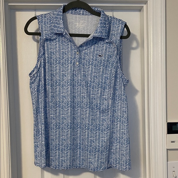 Vineyard Vines Blue and White Chevron Blouse - Picture 1 of 5